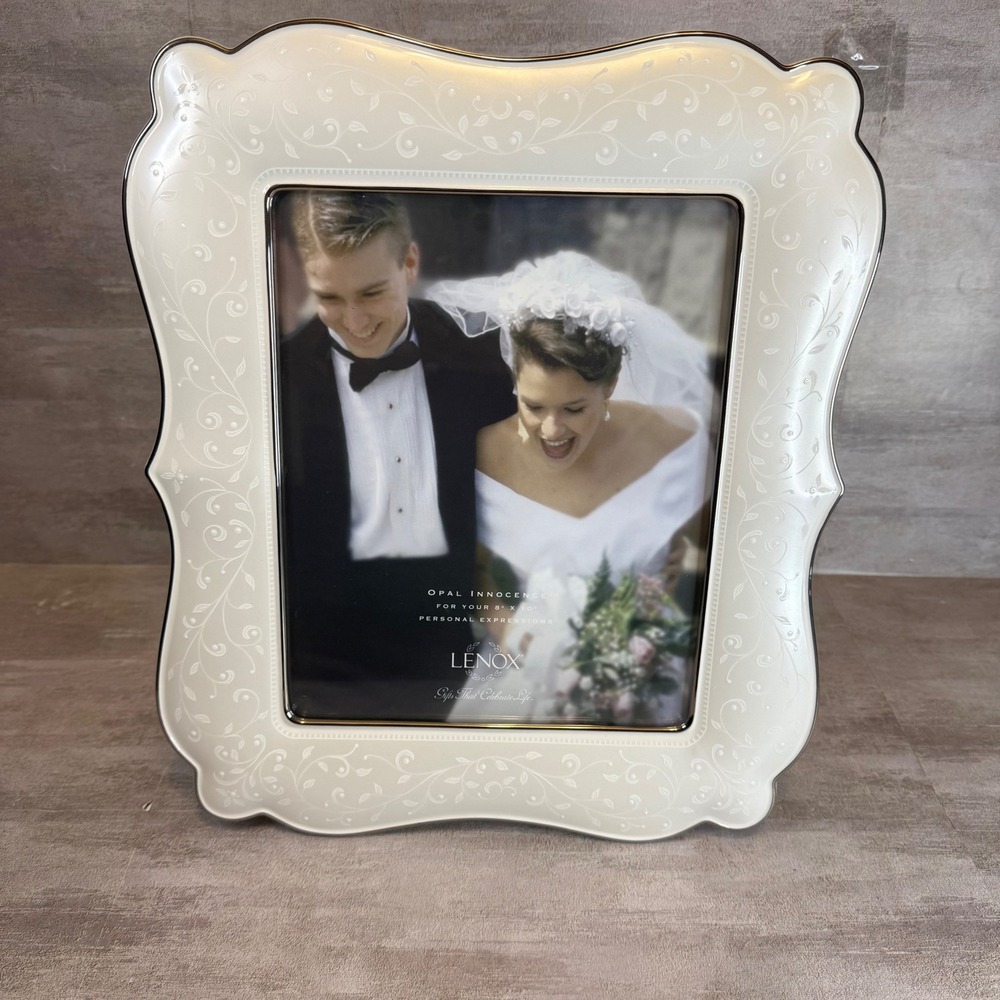 Lenox Opal Innocence 8x10 Picture Frame Ivory Porcelain Platinum Trim 6225924